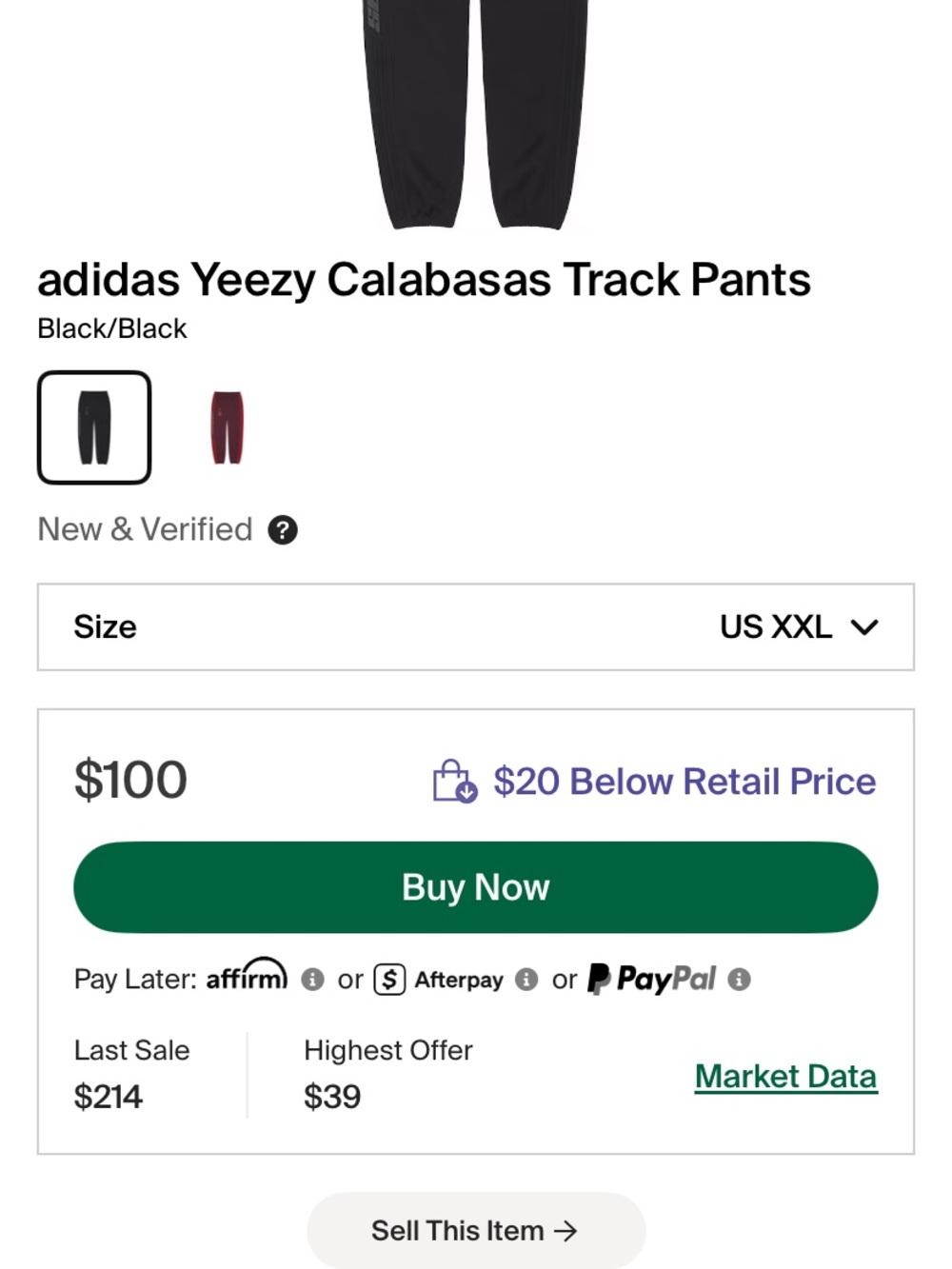 Yeezy Calabasas Men’s Black Track Pants